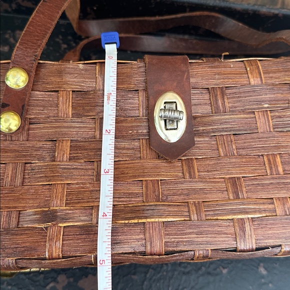 Simon Straw Bags Vintage basket, weave wicker purse with leather - Picture 10 of 16